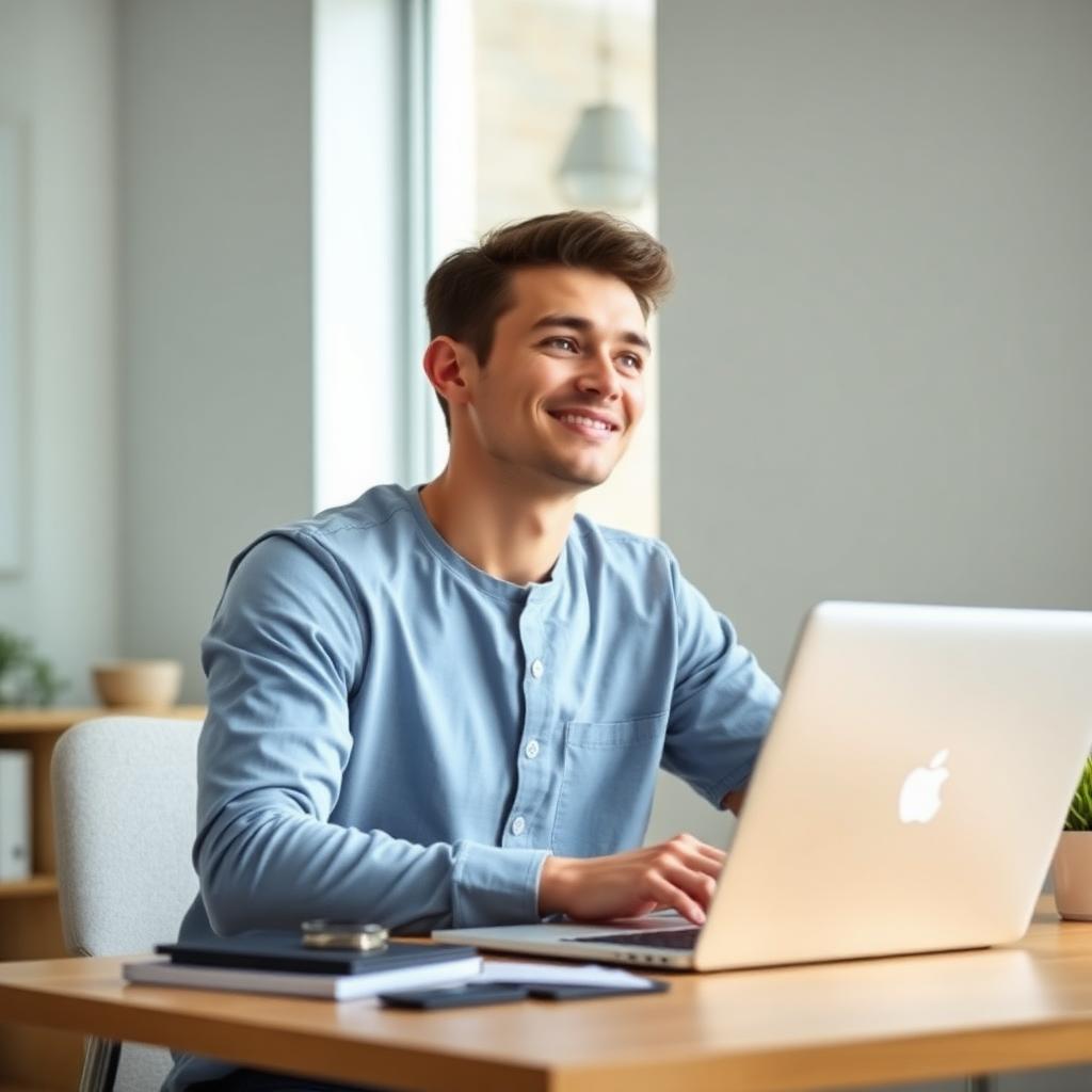 Curious student at laptop