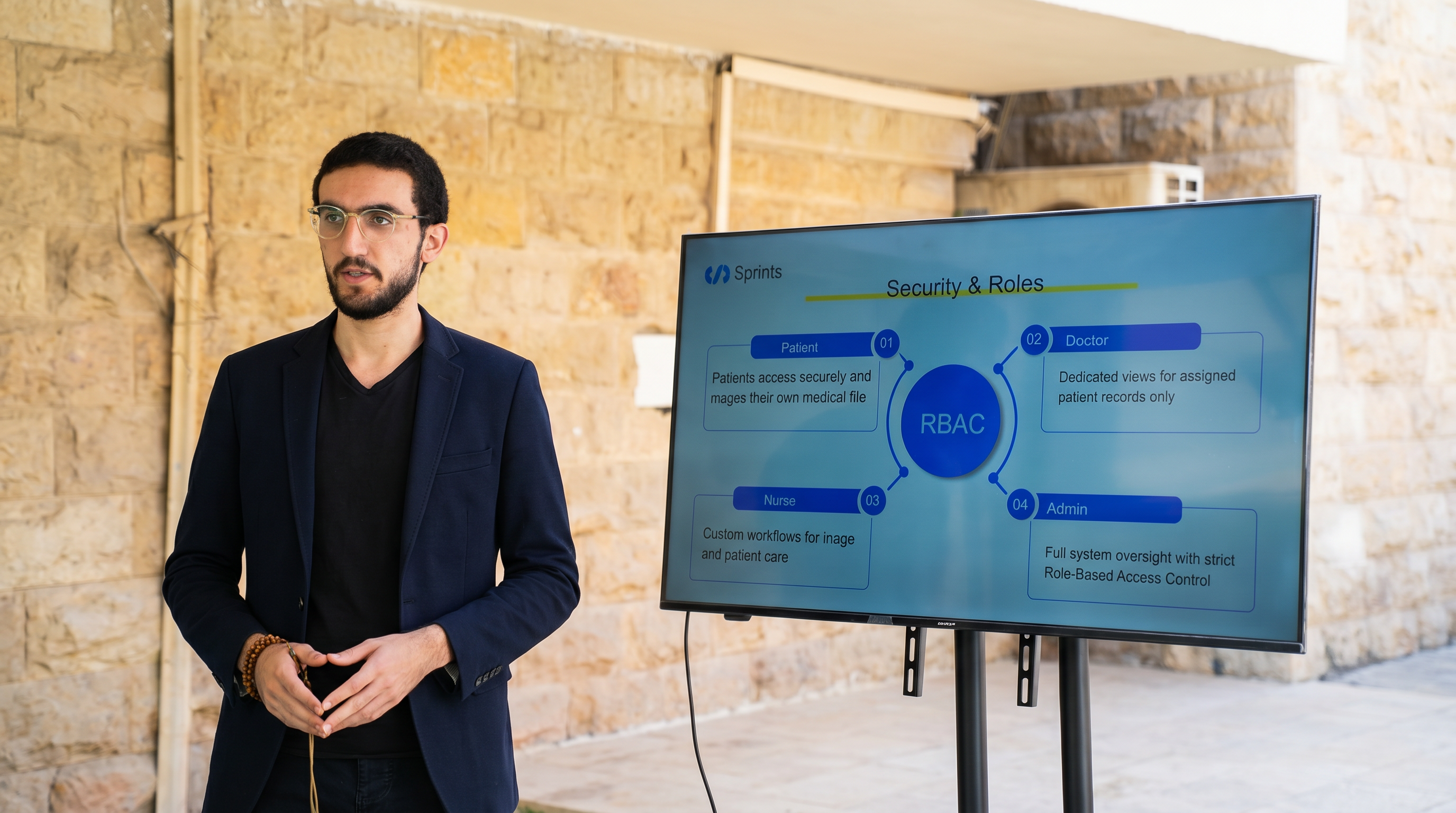 Top intern presenting work to team